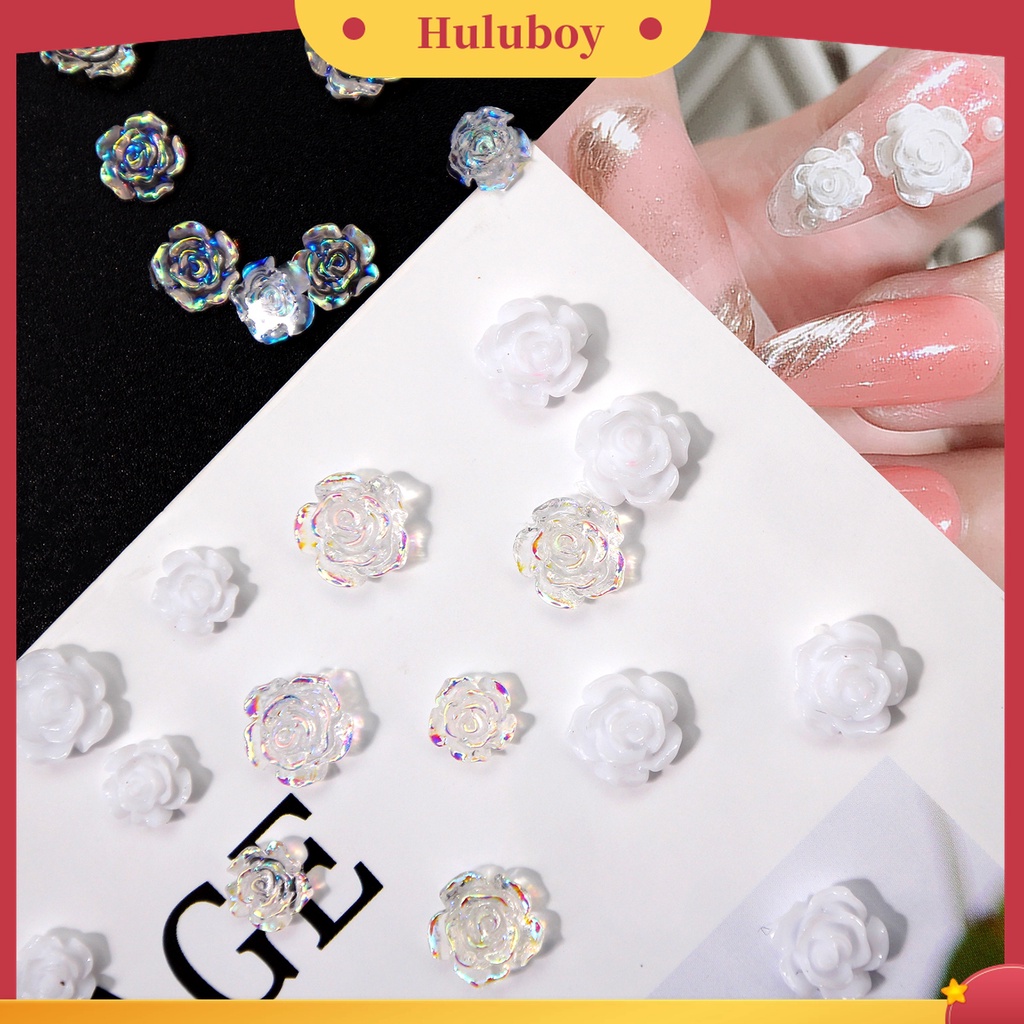 Huluboy Huluboy♡ 1 Kotak Ornamen Bunga Mini Efek Glitter Tidak Pudar Tiga Dimensi Untuk Dekorasi Kuku Wanita