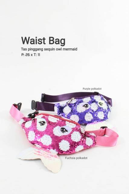 Waistbag Sequin Karakter Unicorn Owl Mermaid Butterfly