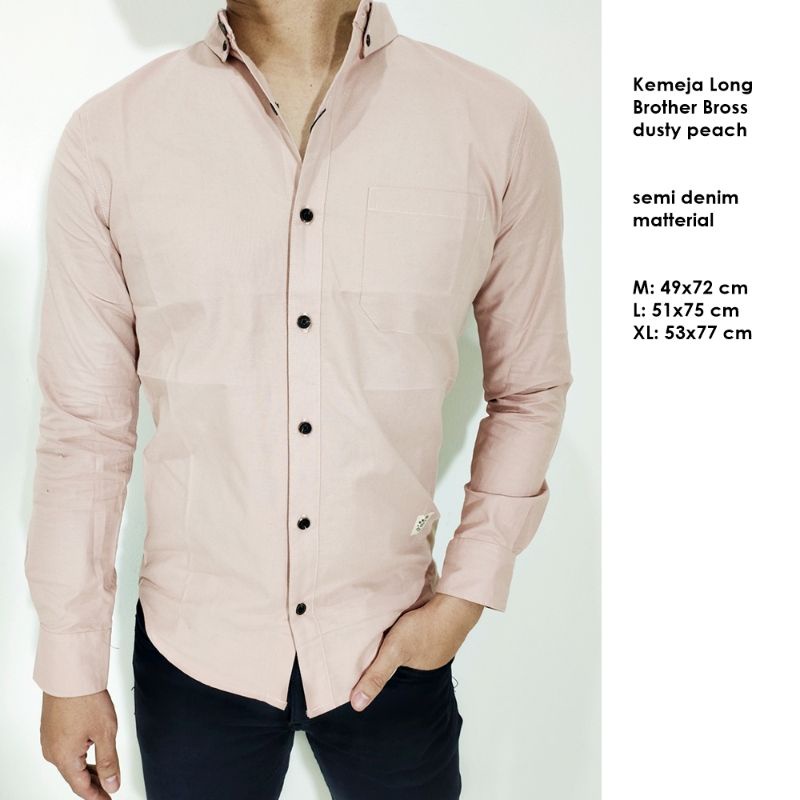 Kemeja panjang Cowok dusty pink slimfit M L XL
