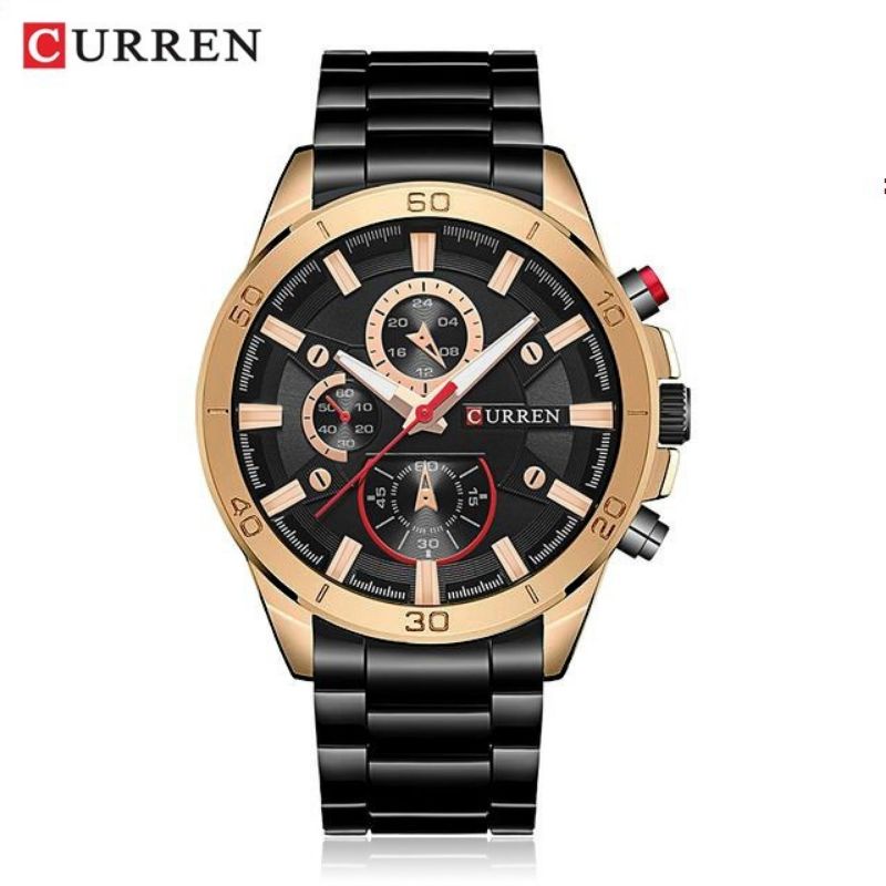 curren 8275 jam tangan pria stenliss stell hitam gold