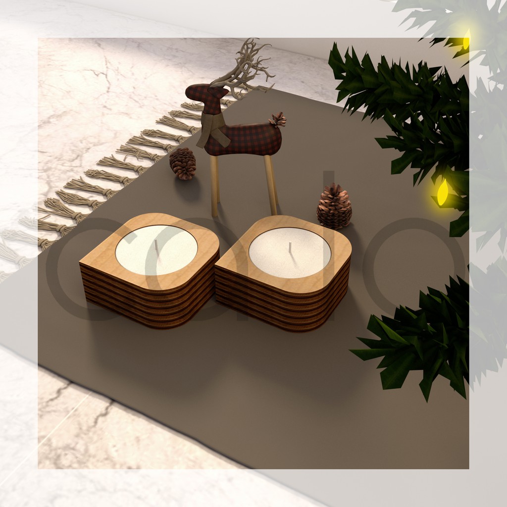 CANDLE HOLDER - Tempat Lilin Tealight Candle Berbahan Kayu