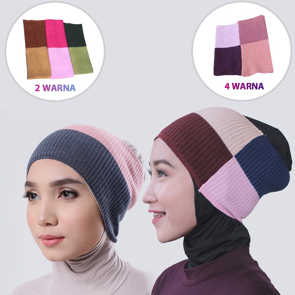 IL - Ciput rajut inner bandana 4 warna premium / Bandana 2 warna / dalaman jilbab rajut/ciput