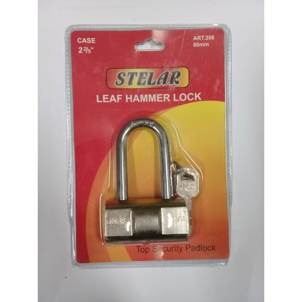 Gembok rumah "Stelar"  panjang/Hammer lock long shackle 60mm