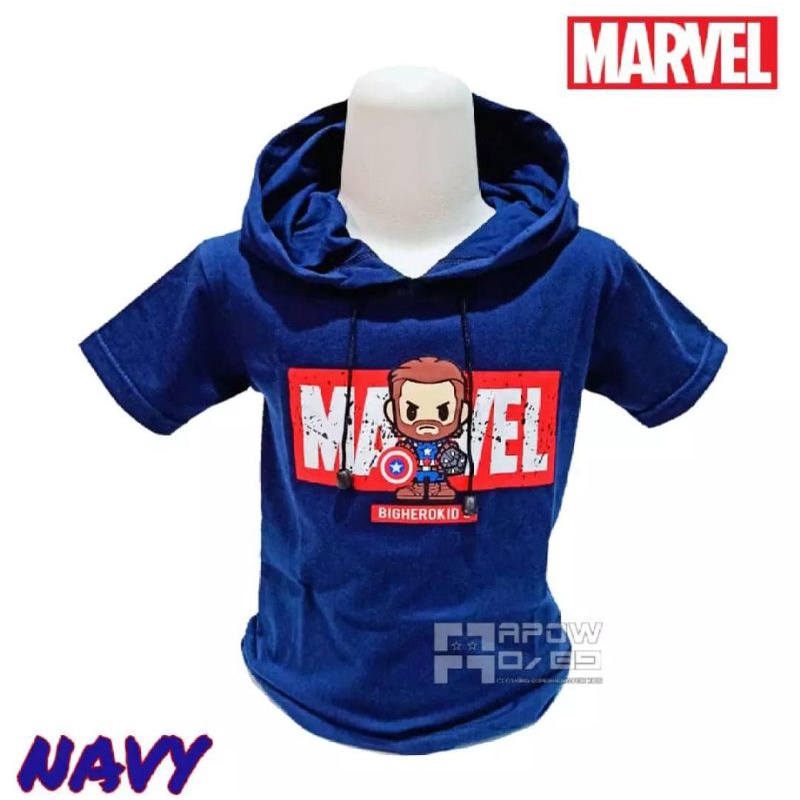 Kaos Hoodie anak marvel sablon real pict | usia 2-10tahun