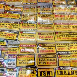  Stiker  isi 100 pcs warning tulisan kata  lucu unik  sticker 