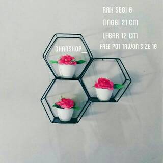  RAK DINDING SEGI 6  SET 3pcs HEXAGON Shopee Indonesia