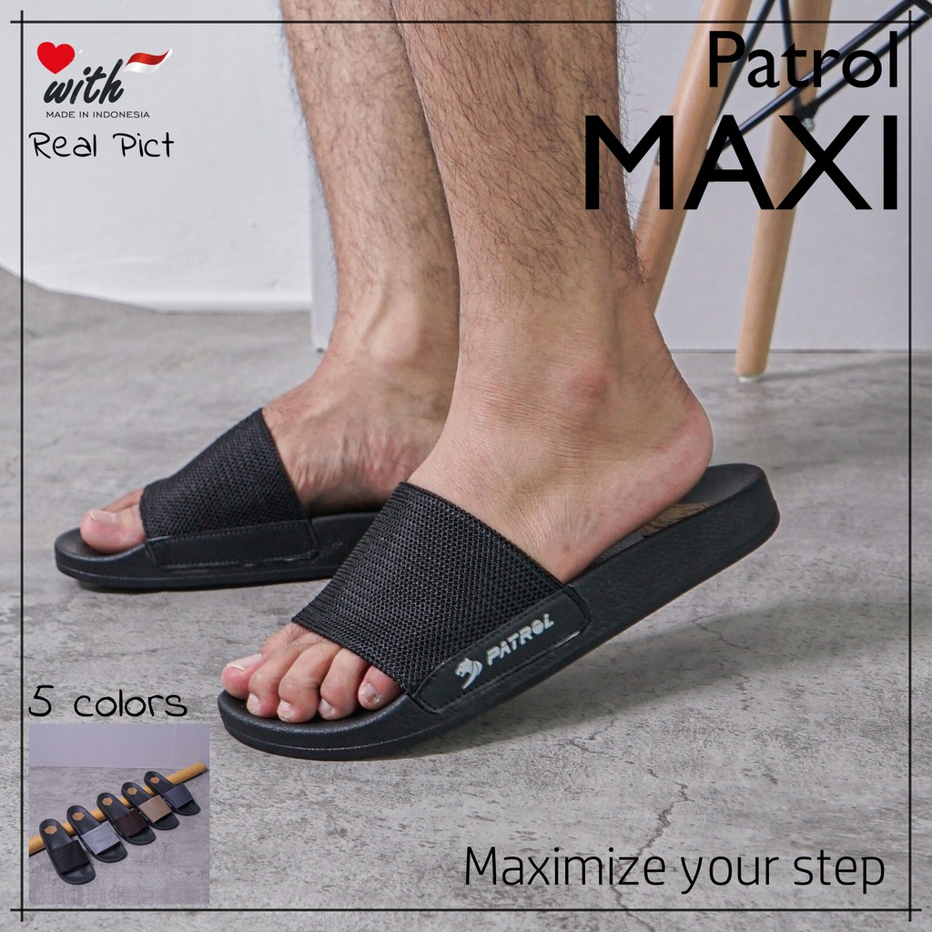 PATROL MAXI Sandal casual pria sendal slop cowok slide in bahan mesh model terbaru