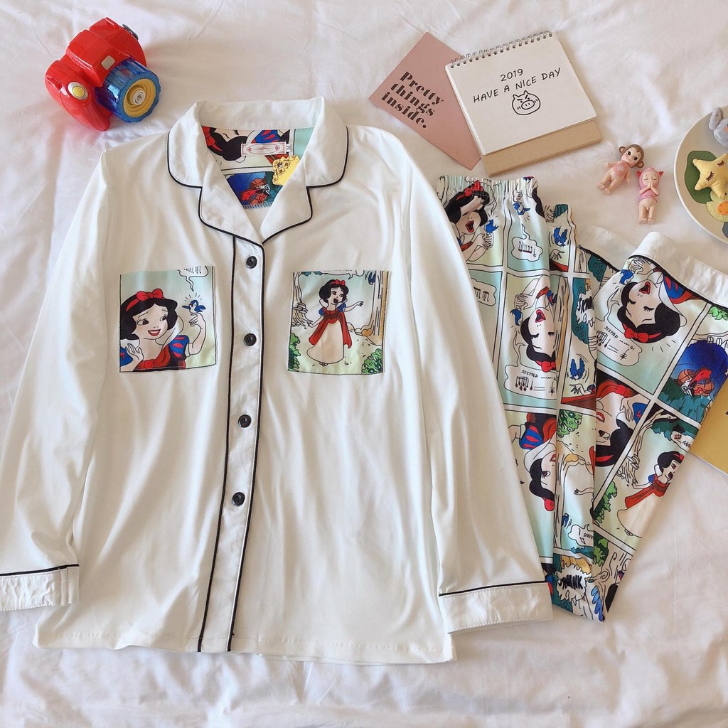 (COD) Baju Tidur Wanita Set Piyama kartun lengan panjang a250