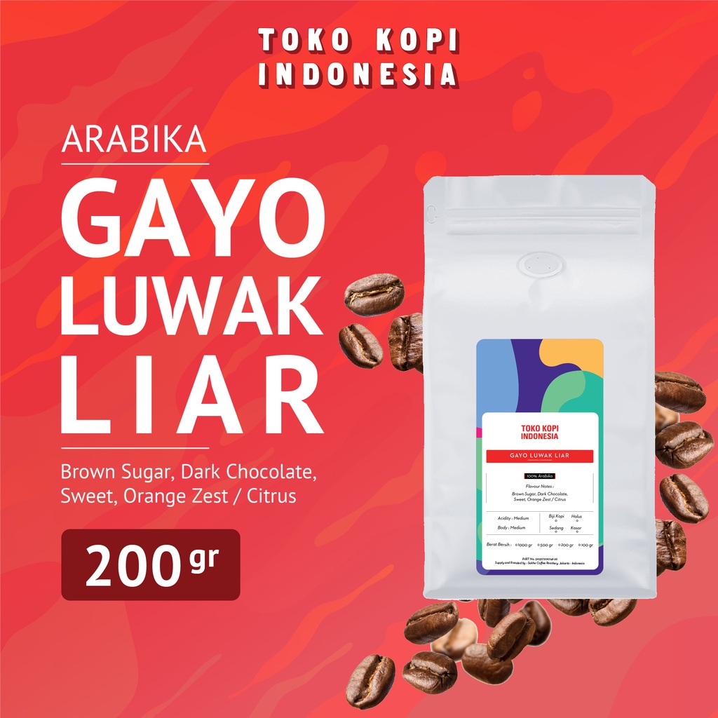 

Kopi Luwak Liar Arabika Gayo Aceh Arabica Coffee Beans 200g Biji Bubuk