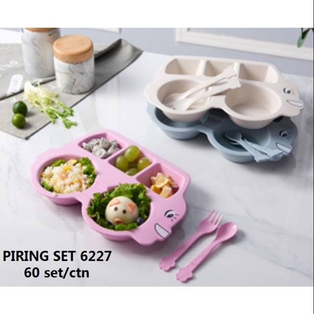 6227 Piring set mobil jerami peralatan makan set lucu/tempat makanan