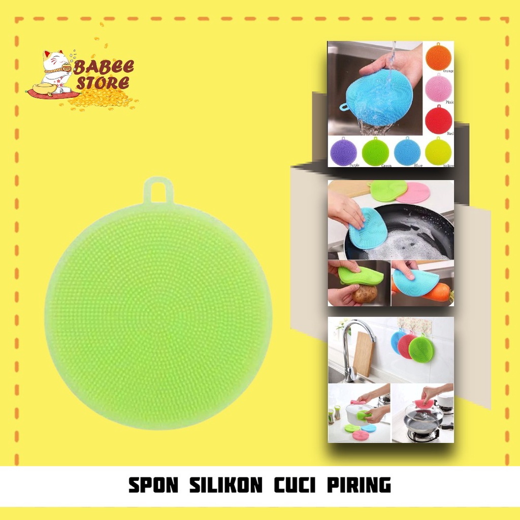 BABEE - SPONS CUCI PIRING SILICONE WARNA WARNI / SPONGE CUCI PIRING ANTI PANAS ANTI LICIN