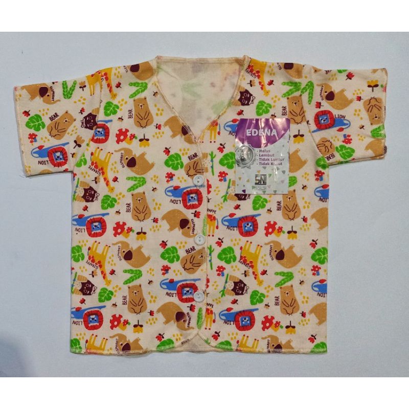 Baju Bayi Pendek Edena SNI Motif Full Print Size Newborn Bahan 100% Cotton Halus Atasan Bayi Lengan Pendek SNI Edena Perlengkapan Bayi Baru Lahir