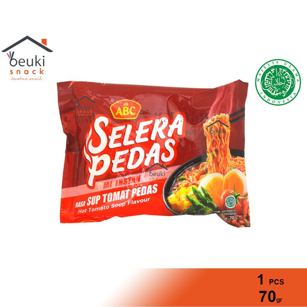 

ECER ABC Selera Pedas Sup Tomat Pedas Mie Instan Kuah - 70gr