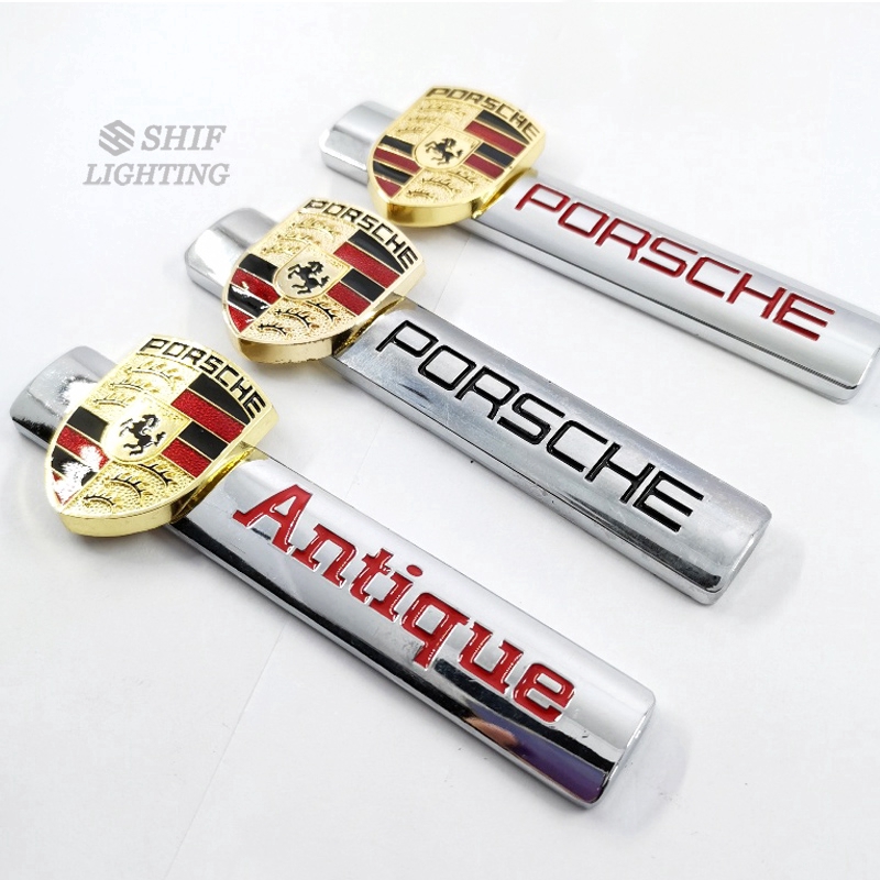 1pc Stiker Emblem Logo Kuda PORSCHE Antik Bahan Metal Warna Emas Untuk Dekorasi Mobil