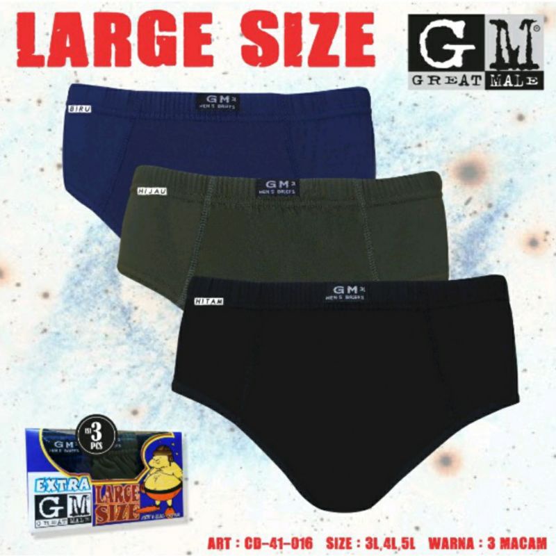 Celana dalam pria GM 41-012/ AGREE 2311. 1box isi 3pcs .UK.3L,  4L,  5L.