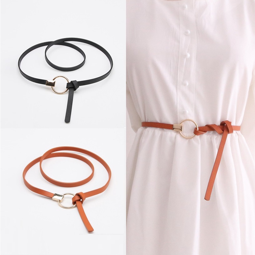 Ikat Ban Pinggang Wanita Lilit B135 CIRCLE Korea Fashion Kulit PU Gaya Trend Jaman Now Thin Kecil Simple Women Belt