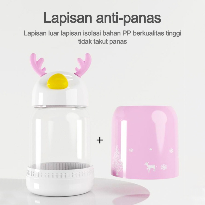 Botol air/Kartun kaca ganda/Cawan Antler/Cangkir anak/Cangkir air anak-anak L199