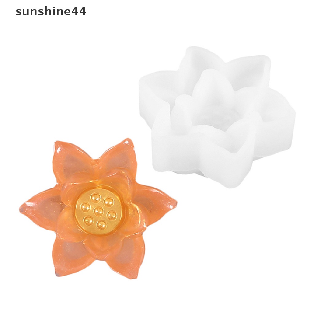 Sunshine Cetakan Silikon Bentuk Lotus 3D Untuk Membuat Lilin / Clay / Epoxy Resin DIY