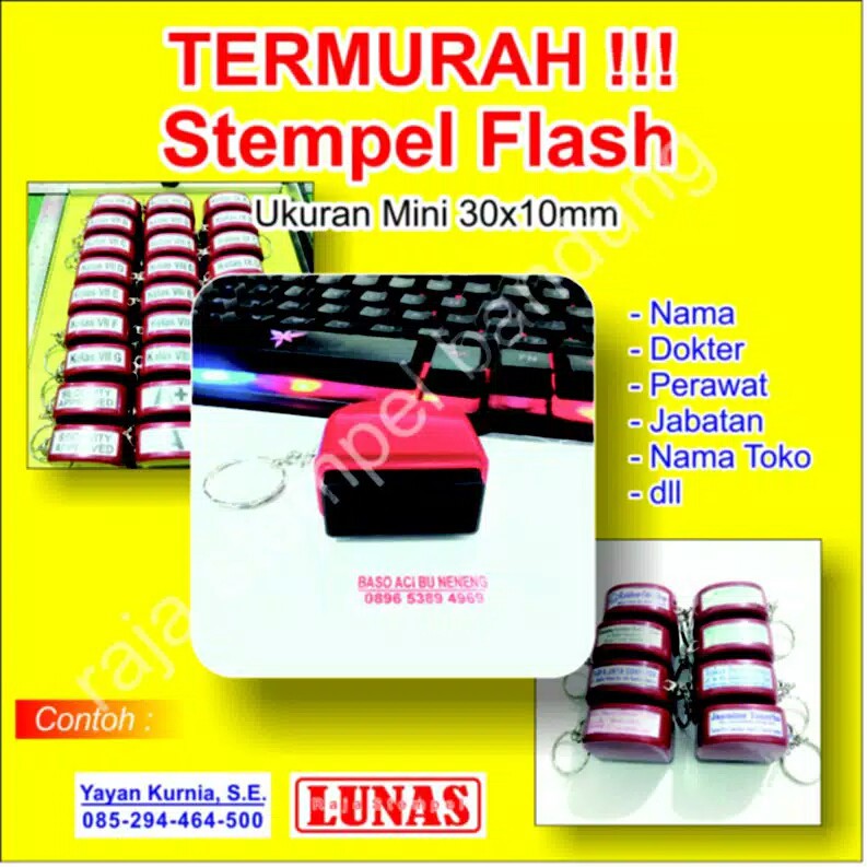 TERMURAH !!! Stempel Flash MINI / perawat / dokter / bidan / toko / online shop ukuran 30x10mm