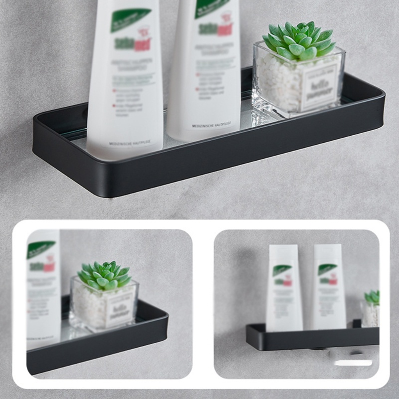 Gro Shelving Solution Rak Dinding Kamar Mandi Frame Aluminum Dengan Tempered Glass