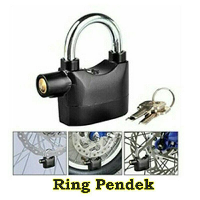 kunci gembok cakram Ban motor gembok Alarm padlock getar Ring Pendek Anti maling