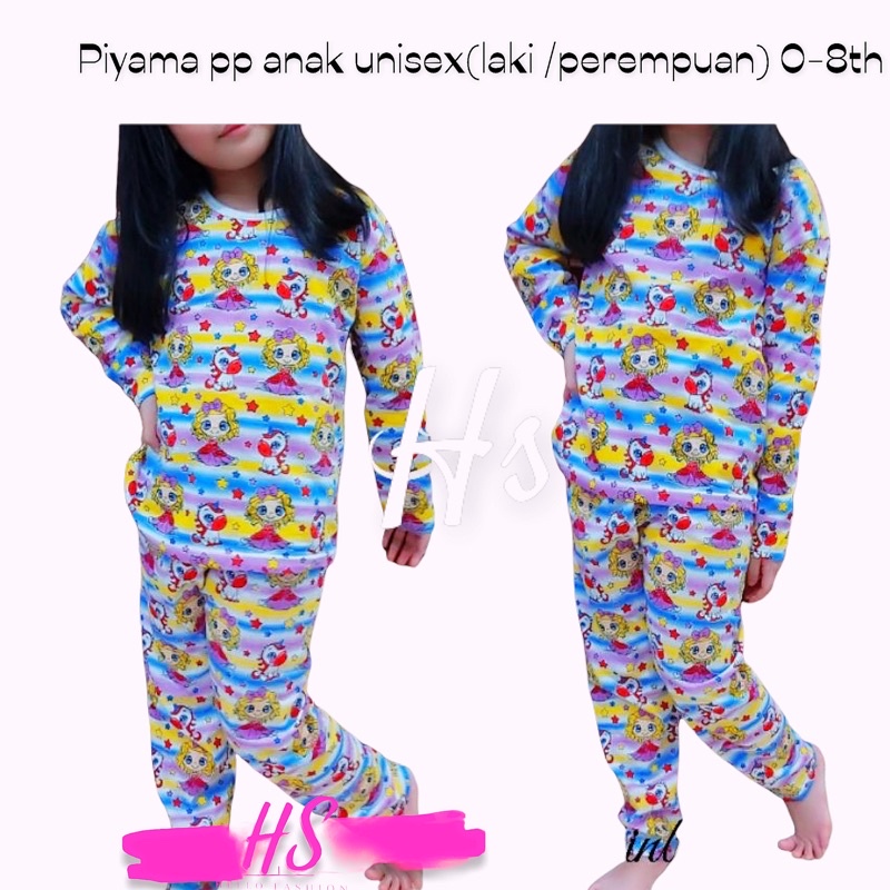 STELAN PIYAMA PP ANAK UNICORN GIRL RAINBOW 1-8TAHUN /SET KATUN ADEM