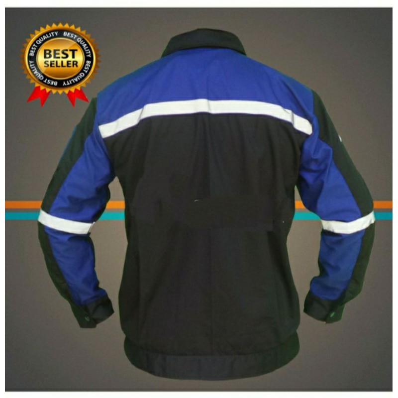 SERAGAM SAFETY RESLETING FREE LOGO K3 BENDERA HITAM BIRU