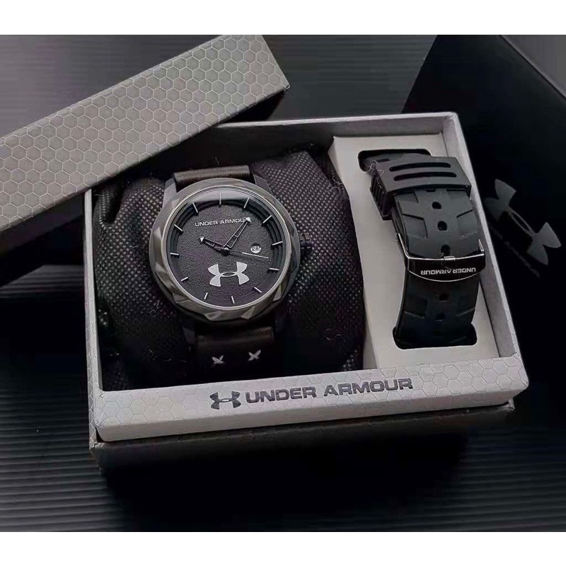 Bisa COD UND3R 4RM0UR Jam Tangan Pria 4775HB Tali Kulit Free Box Ori , Rubber dan Battrai Cadangan