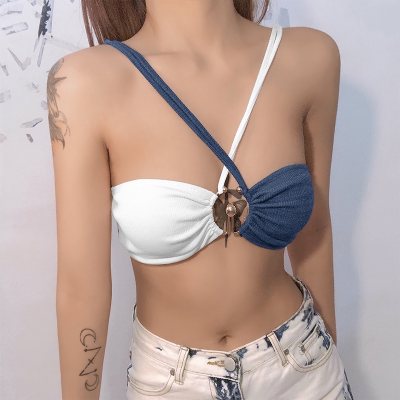 #Sisjuly# Suspender leher halter slim fit wanita bagian belakang berongga yang indah