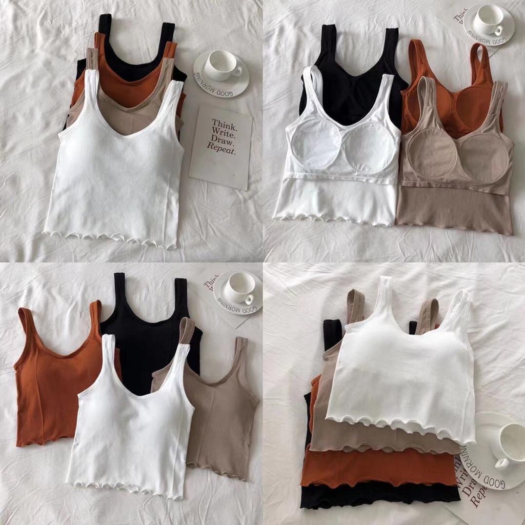 BATAMMODE Tanktop Crop Busa Berjahit Model Bawah Bergelombang-6