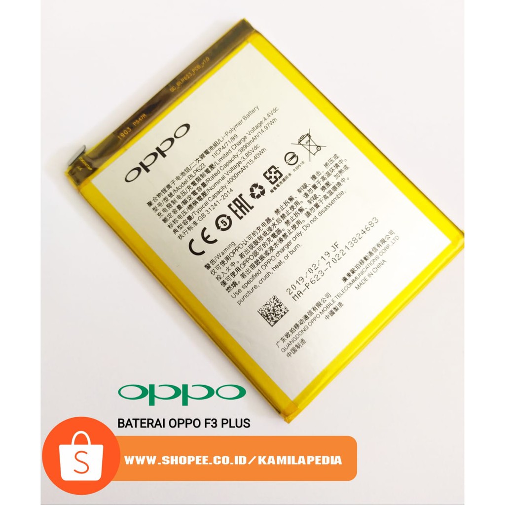 Baterai Oppo F3 Plus / Baterai Oppo F3 + / Baterai Oppo F3 Plus Replacement / Baterai Oppo Murah