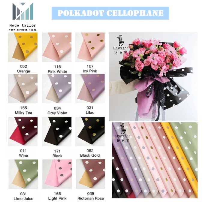 

(Lembaran) Flower Wrapping Polkadot / Kertas Buket / Wrapping Paper