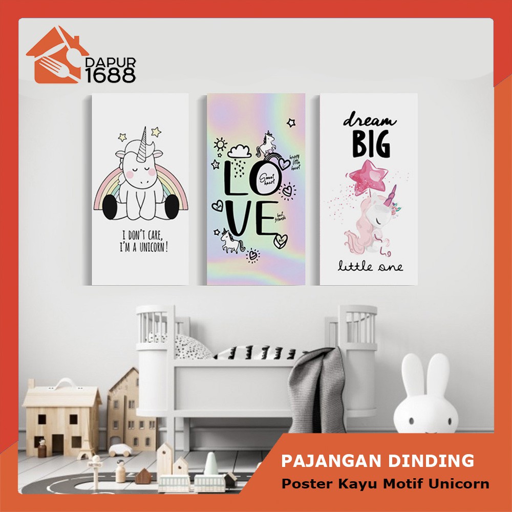 Hiasan Dinding Dekorasi Kamar Anak Perempuan Motif Unicorn Kuda Poni Motif Lucu