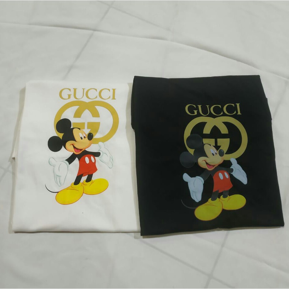 Cuanation Kaos Wanita Premium baby terry 24s / Baju Atasan Wanita -MICKEY  MOUSE GUCCI