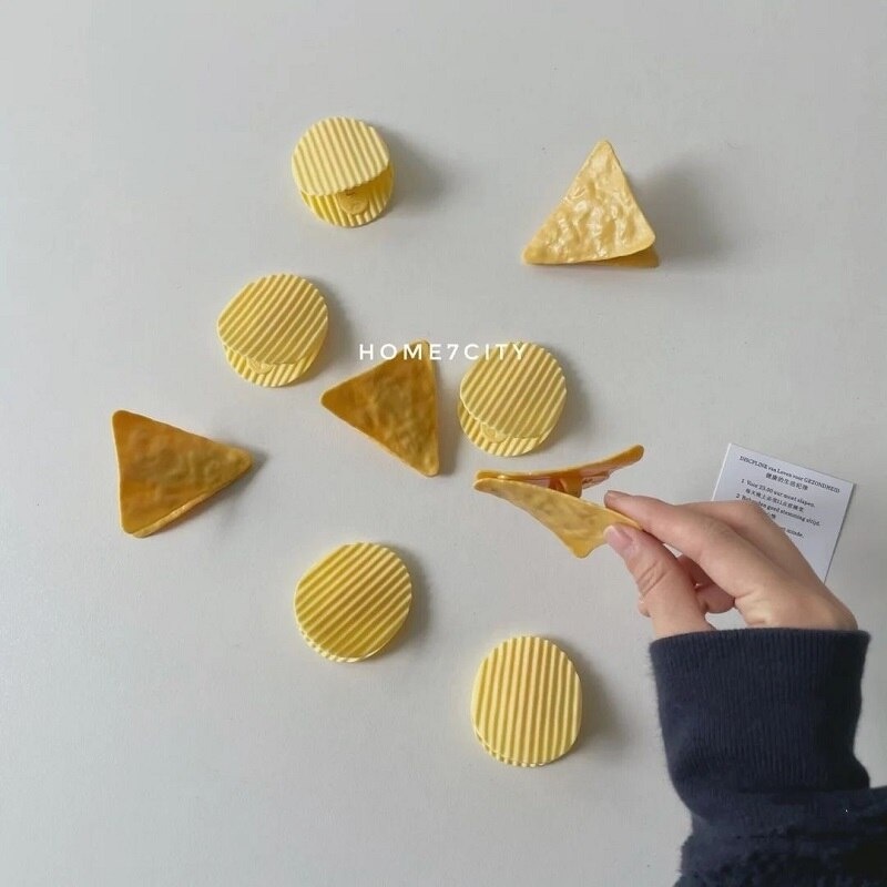 

luckiest8 1pcs Cute Yellow Potato Chip Clip Storage Stationery School Supplies