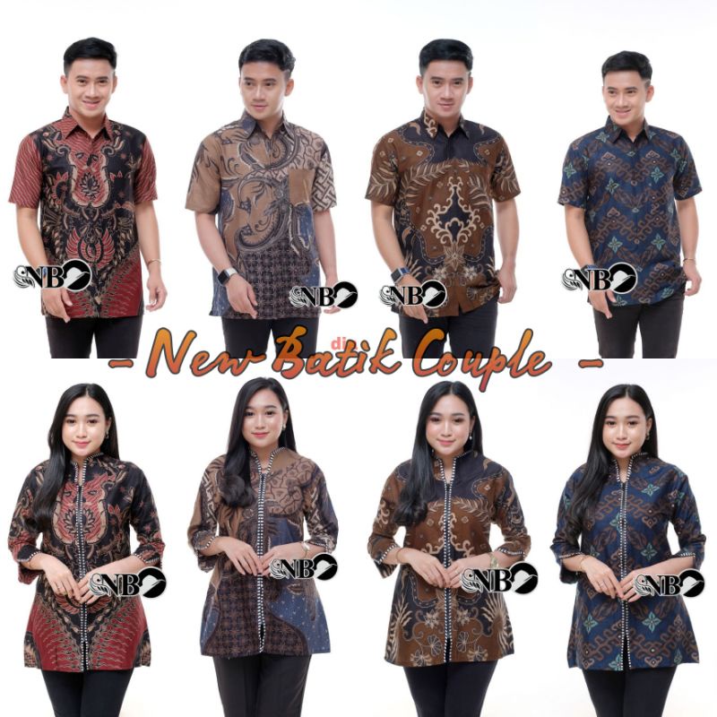 Batik Couple Pasangan Hem Dan Blouse Batik Couple Modern Terbaru Hem Batik pria Lengan pendek Blouse  Batik Wanita Terbaru Size M L XL XXL