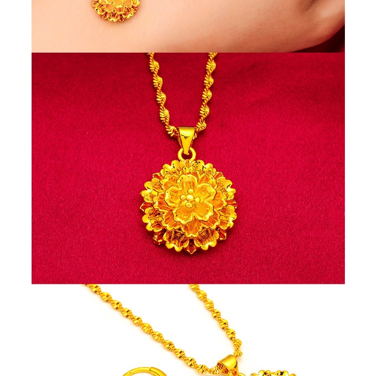 Perhiasan Kalung Anting Liontin Hati Bunga Lapis Emas Asli Kadar 375 Gaya Vintage Untuk Aksesoris Pernikahan