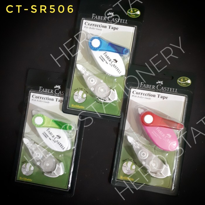 

Gilaa!!! Correction Tape Faber-Castell 6 M Refillable + Roller Guide Bagus