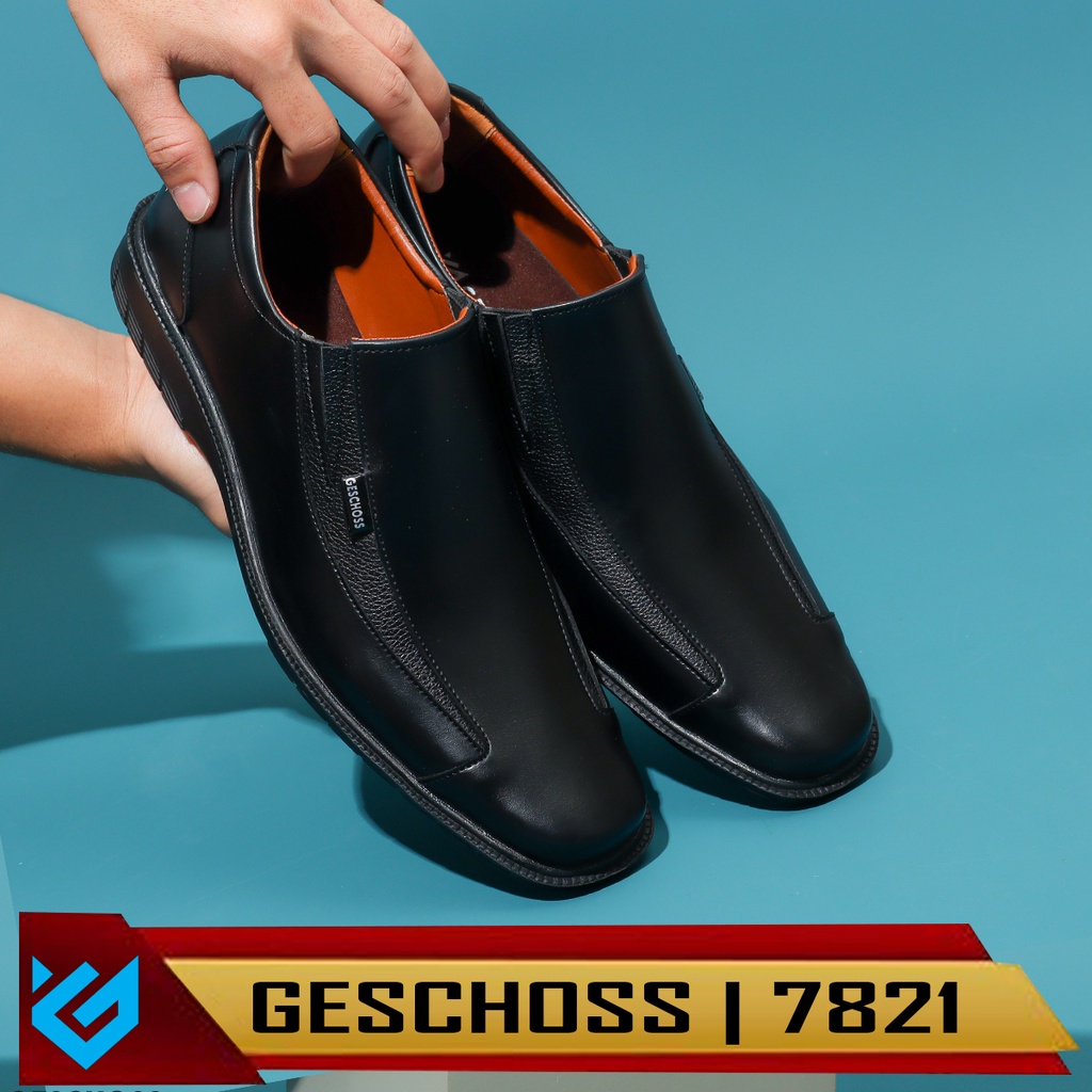 TERLARIS !! UKURAN BESAR 39-45 Sepatu Pantofel Hitam Geschoss Pria Slop Formal Kasual Kerja Kantor Tanpa Tali Murah