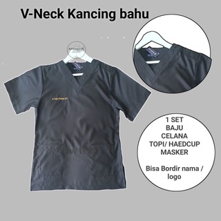 [V.Neck kancing bahu] Baju jaga, Baju ok, baju scrubs, baju dokter,  Baju perawat,  baju bidan