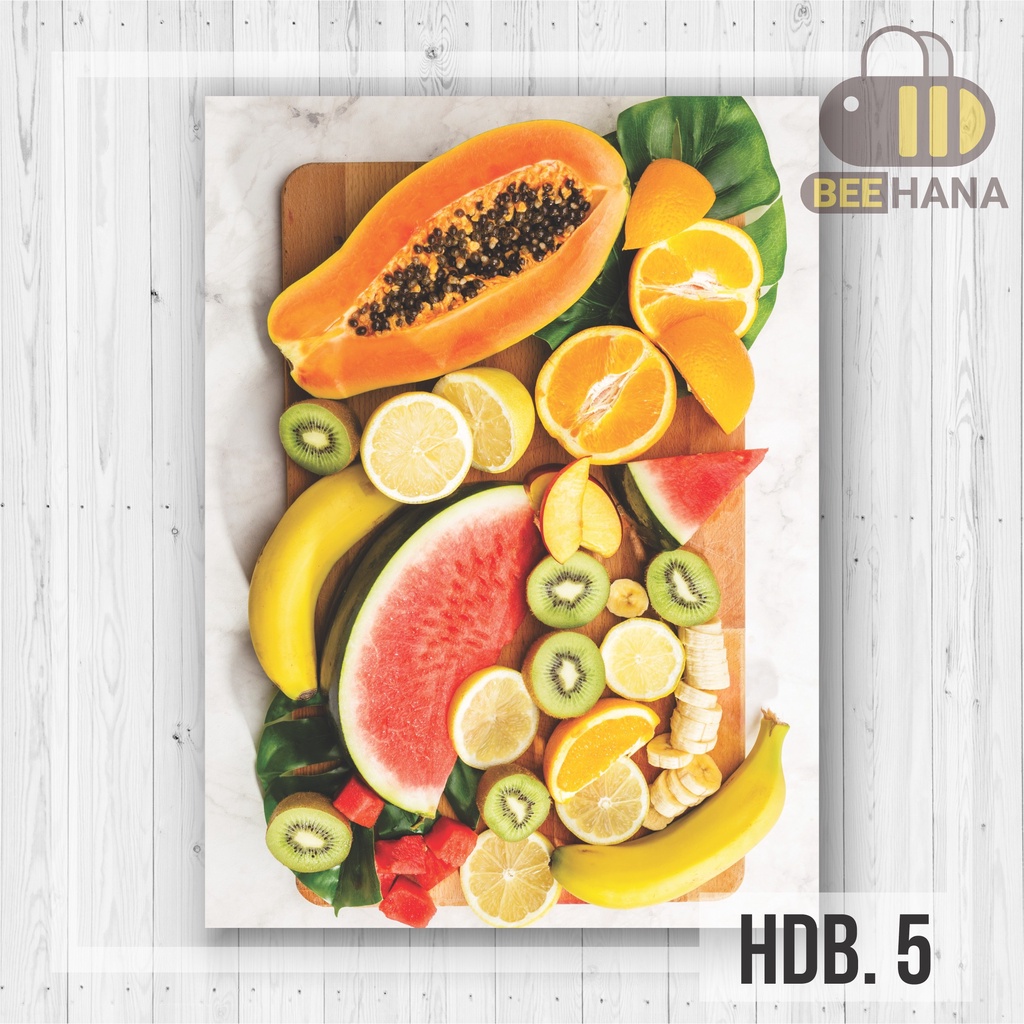 POSTER KAYU HIASAN DINDING BUAH TROPIS ALAMI