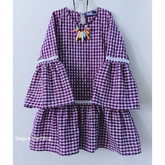TUNIK ANAK KERUT MOTIF KOTAK-KOTAK Bahan Katun