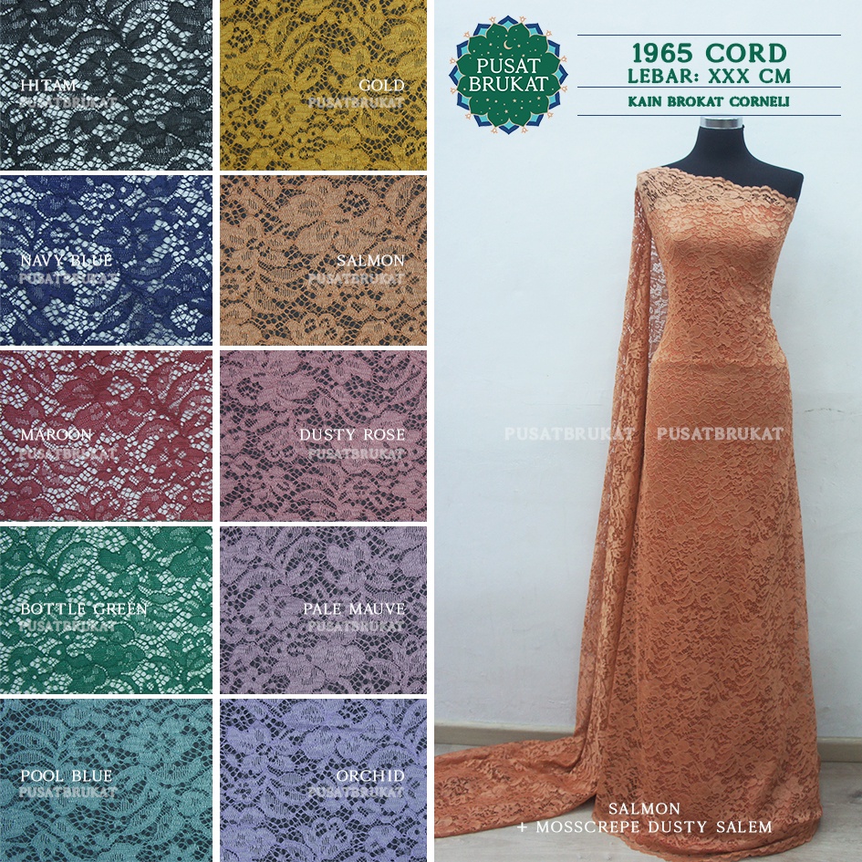 KAIN BROKAT CORD / BRUKAT CORNELI 1965, LEBAR 150CM [harga per 0.5m]