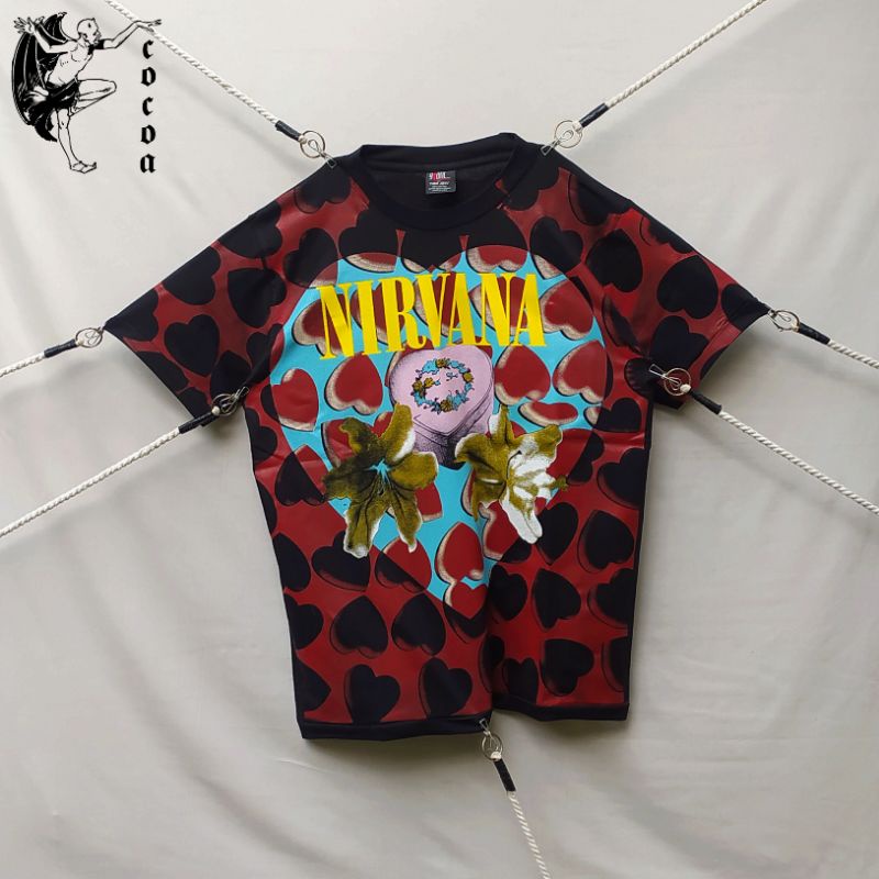 TSHIRT KAOS BAND NIRVANA ALL OVER PRINT - HEART SHAPED BOX