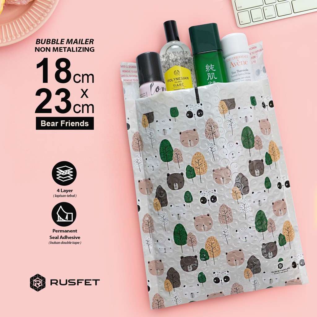 AMPLOP BUBBLE MAILER / BUBBLE PACKING BEAR FAMILY - SECURITY BAG - RUSFET 18X23