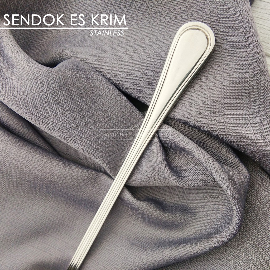 Sendok es krim panjang stainless super tebal ice spoon hotel teh bulat