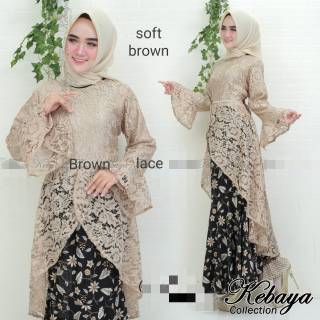  Kebaya  brokat model  pinguin  panjang belakang set rok 