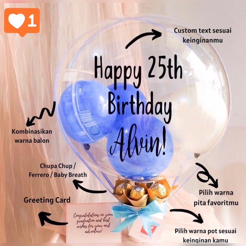CUSTOM BALON (BALLOON BOUQUET) BIRTHDAY GIFT / WISUDA HADIAH