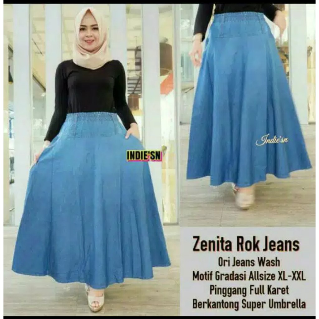 Rok jeans ukuran jumbo - super jumbo