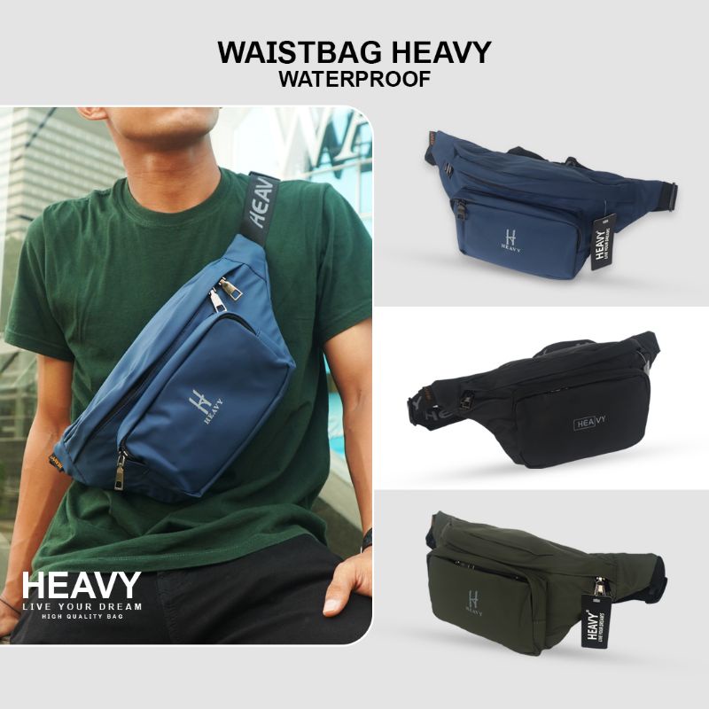 HEAVY - Tas Waistbag Waterproof Heavy Premium Distro | Tas Pinggang Pria Heavy